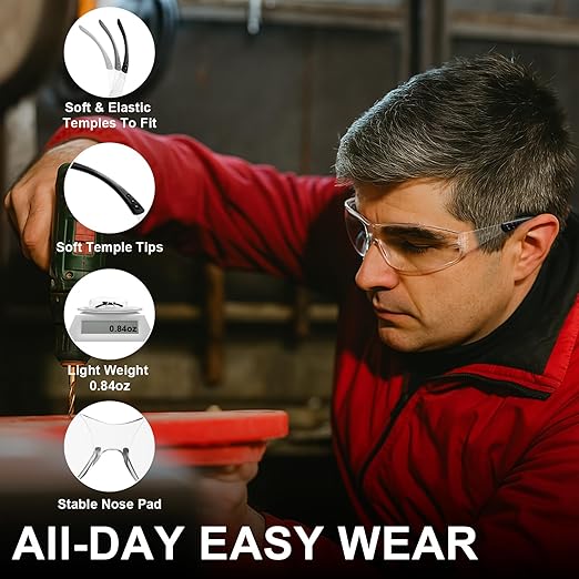 Clear Safety Glasses 80 PACK,ANSI Z87.1 Safety Glasses Bulk, Universal Fit,Impact and Scratch-Resistant Clear Eye Protection for men, Lab,Construction,Shooting Range,Woodworking,Outdoor