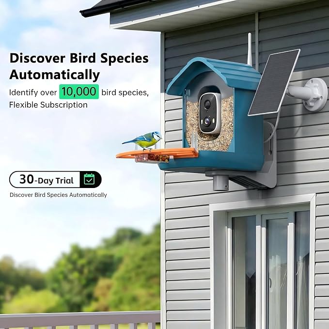 Bird Feeder with Camera, AI Bird Identification, Full HD Live Video, Solar - Image 2
