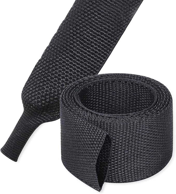 Heat Shrink Braided Sleeving, 2:1 Ratio Shrinkable Fabric Tubing Sleeve Abrasion Protection Cable Wire Sheath (1"-25ft)