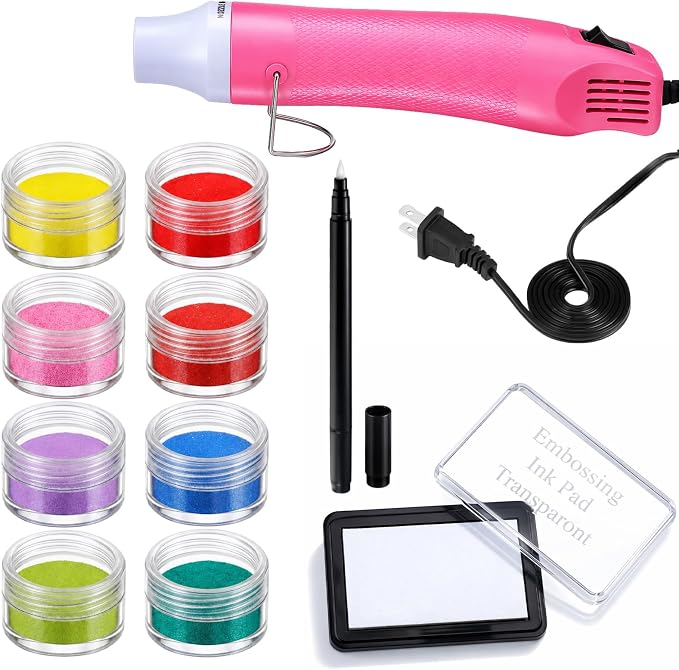 Lanties Embossing Kit with Heat Tool Bundle, 8 x 10ml Embossing Powders - Image 8