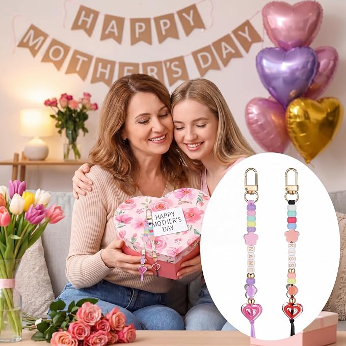 Landical 564 Pcs DIY Bead Keychain Kit Heart Shaped Key Chain Making Craft - Image 6