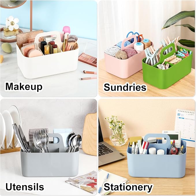 Multiuse Caddy Organizer with Handle, Portable Divided Plastic Tote Bin - Image 2