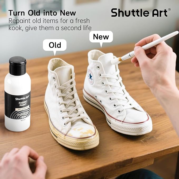 Shuttle Art White Fabric Paint, 4 oz Fabric Paint - Image 7