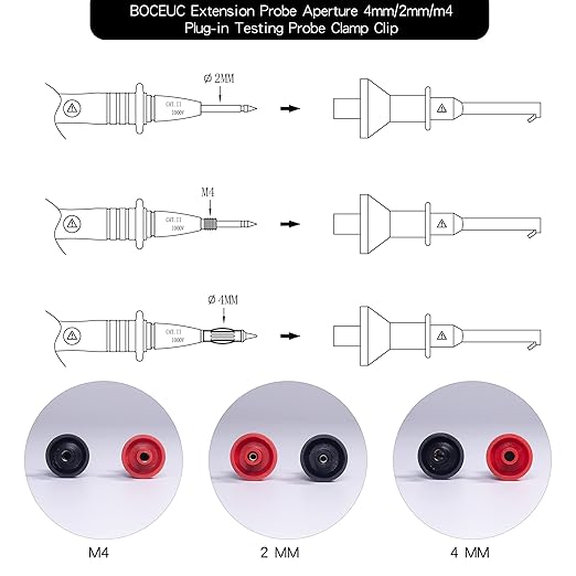 Test Hooks Clips, Multimeter Test Lead Kit Mini Test Hook Clip for 2mm Plug Test Probe Electronic Testing IC Grabber