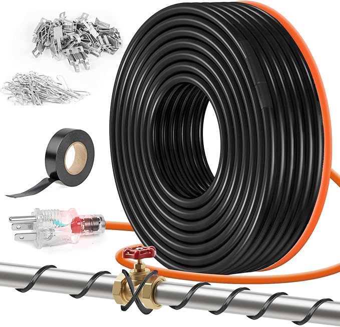5W/FT 120V Pipe Heat Tape 80FT (3FT-200FT) - Freeze Protection Heating Cable for Metal/Plastic Water Pipes, Maintains Flow at -40°F