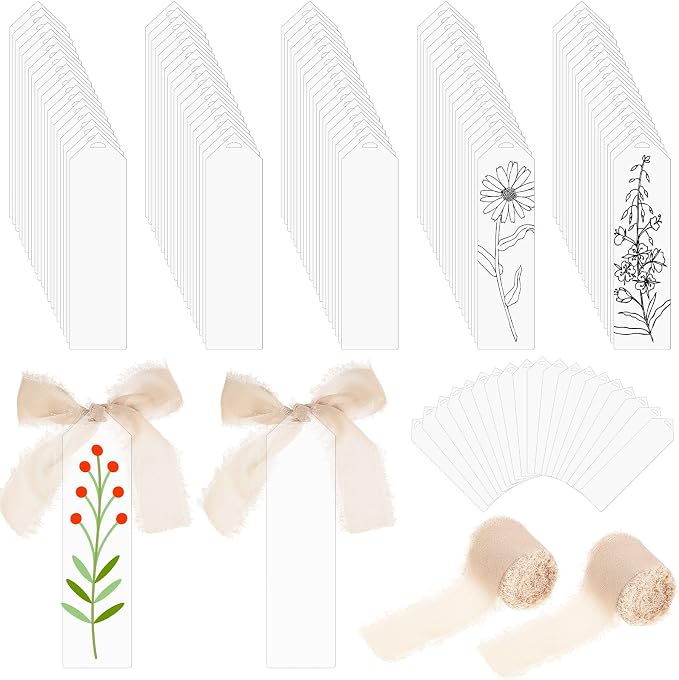 Yeaqee 100 Pcs Acrylic Bookmark Blanks Clear Bookmarks Acrylic Tags by Yeaqee