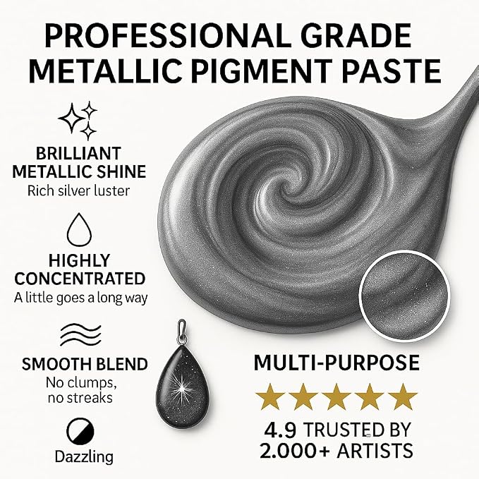 BALTIC DAY Metallic Platinum Silver Epoxy Resin Pigment Paste XL – Opaque Epoxy - Image 4