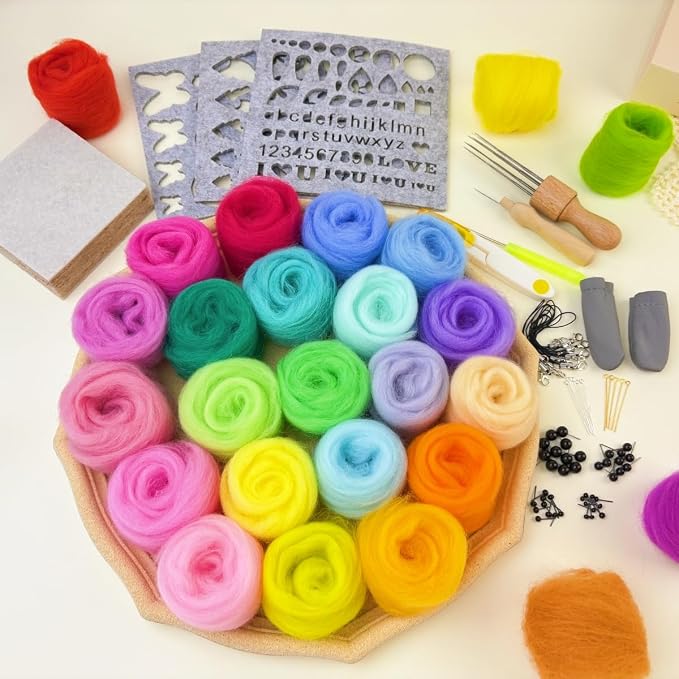 IcosaMro Needle Felting Kit 48 Color Wool Roving - Image 2