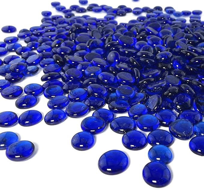 ARSUK 2LB Blue Flat Glass Marbles, Beads by ARSUK