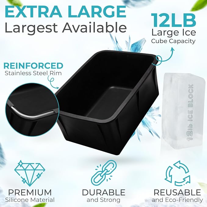 Ice Block Form With Lid Makes 12 Lb. Ice Cube 11" x 7" x 5" Largest Available - Image 4
