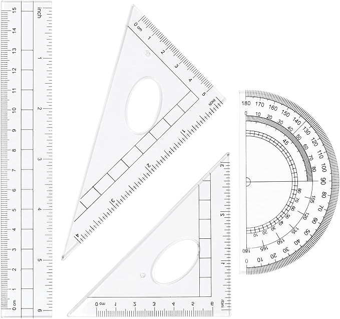Math Geometry Kit Sets 10 Piece Student Supplies with Shatterproof Storage Box,Includes Rulers,Protractor,Compass,Eraser,Pencil Sharpener,Lead Refills,Pencil,for Drafting and Drawings（Black）