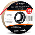 Wirefy 3/16" Heat Shrink Tubing - 3:1 Ratio - Adhesive Lined - a Resistant Heat Shrink - Red - 50 Feet Roll