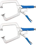 DRAGONITE Heavy Duty C Clamp, Vise Grip Locking Pliers With Swivel Pads, 15 Inch Face Clamp for Woodworking, Welding and Pocket Hole Joinery, 2 Piece