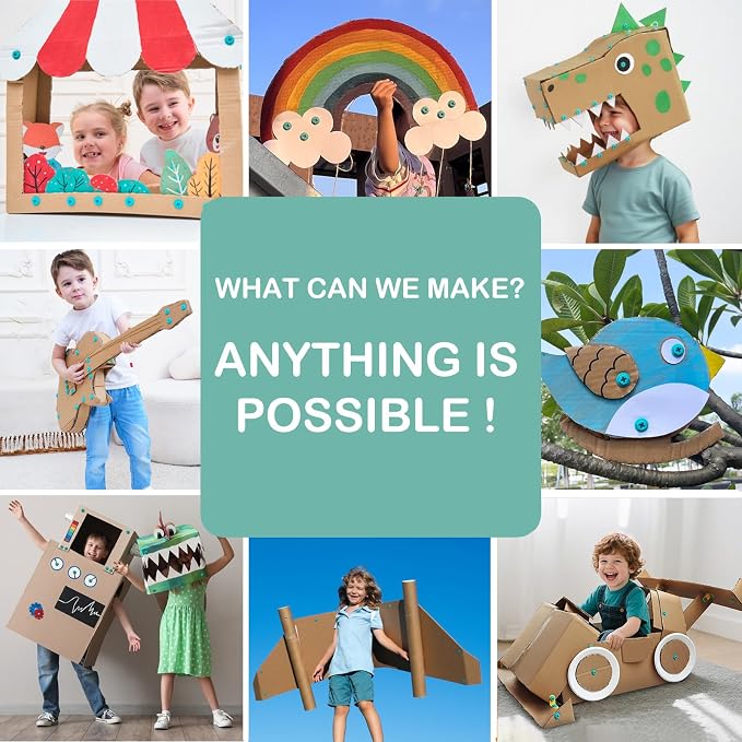 Kizzikids Cardboard Tools for Kids, Safe Cutter STEM Construction Kit | 149 PCS - Image 4