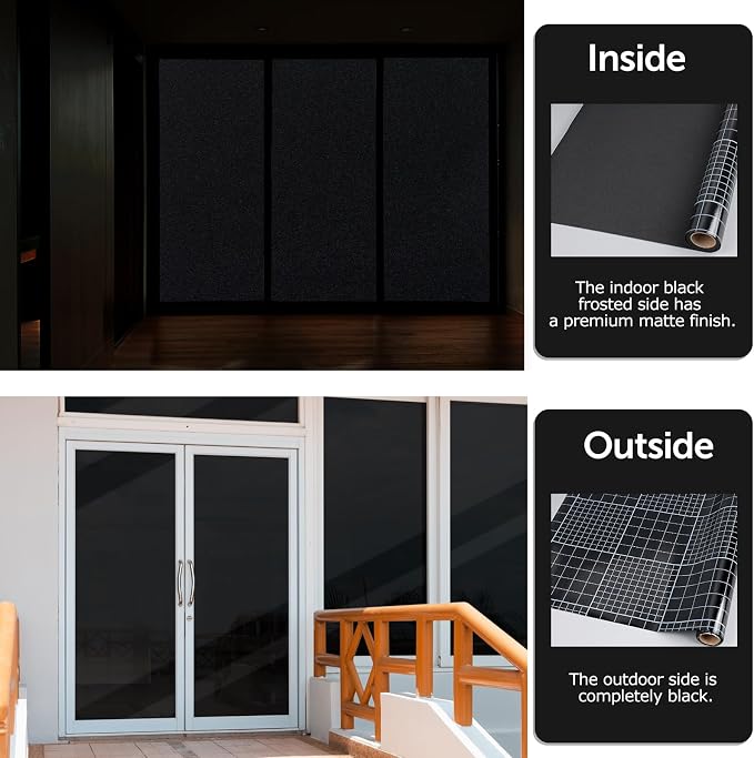 HIDBEA Blackout Window Film, 100% Light Blocking Room Darkening Window Privacy - Image 3