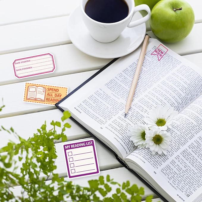 GLOBLELAND Book Reading Label Clear Stamps Mini Art Label Silicone Clear Stamp - Image 5