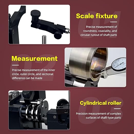 Concentricity Tester, Coaxiality Measuring Instrument, Measuring Dia 1-35mm, Length 102mm, Precision Resolution 0.002mm, with A Two Measuring Stand and an Sliding Guide Rail