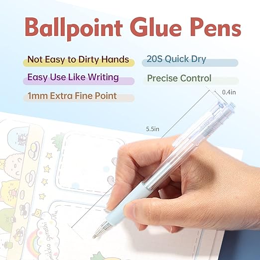 Fine Tip Glue Pen, Quick Dry Roller Stick Pens, Apply Glue Like Writing - Image 2