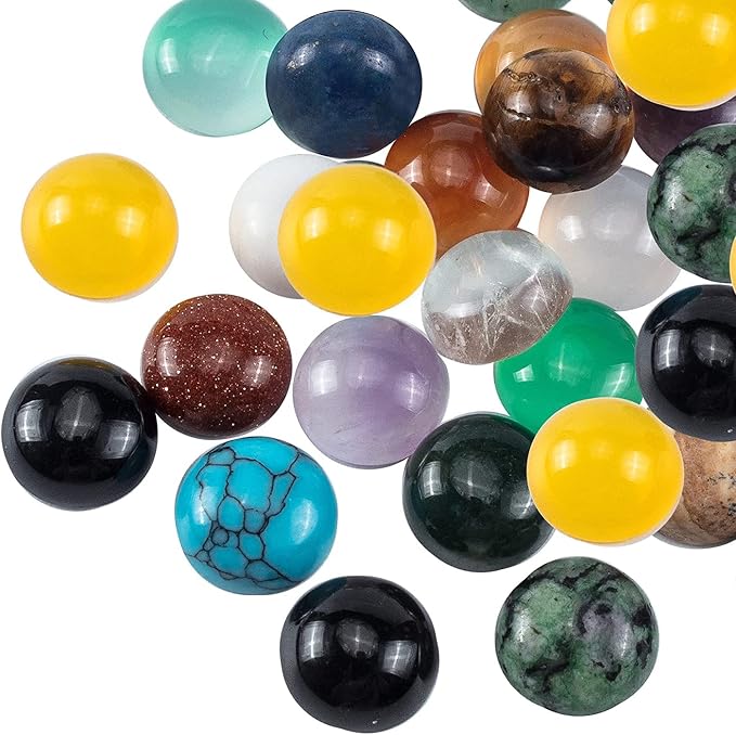 PH PandaHall 46pcs 23 Styles Stone Cabochons 8mm Gemstone Half Round Flatback by PHPandaHall