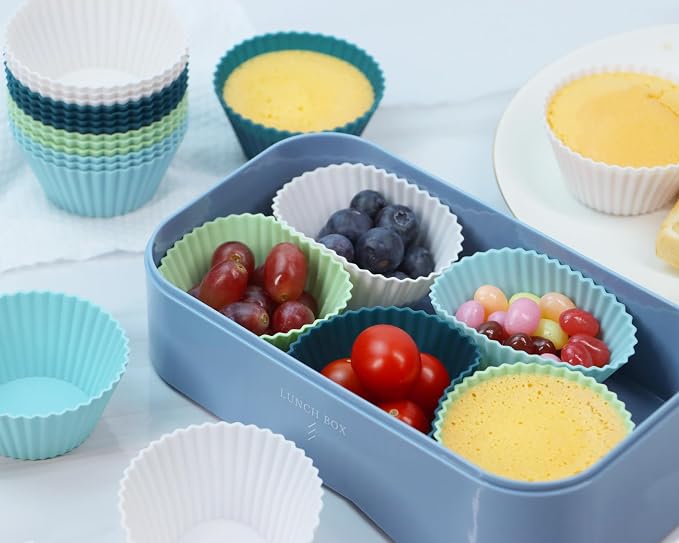 Silicone Baking Muffin Cups 12 Pack, Reusable Cupcake Liners Cake Molds - Image 6