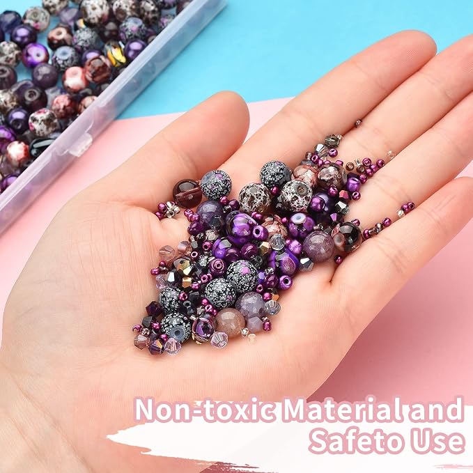 900pcs Glass Craft Beads for Bracelet Making Kit, Include Assorted - Image 5