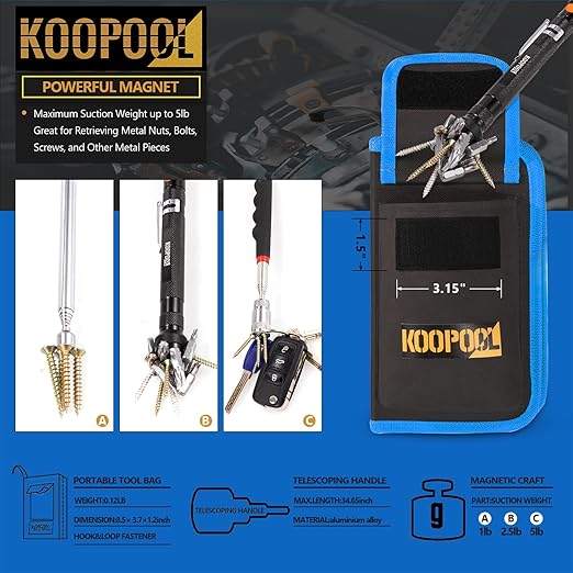 Telescoping Magnetic Pickup Tool Set, Inspection Mirror Telescoping, LED Flashlight, Cool Gadgets for Men, Gifts for Dad, Husband, Kids, Boyfriend, Magnet Stick