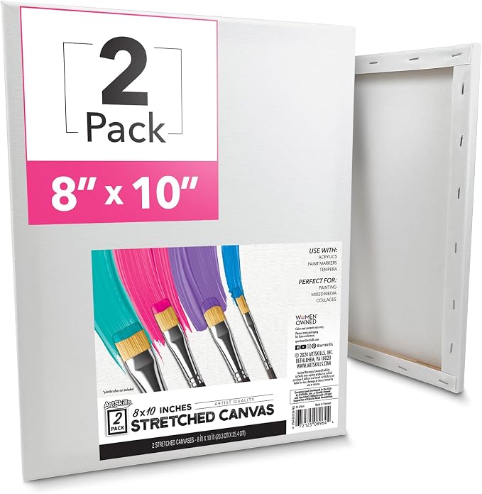 ArtSkills Stretched Canvas for Painting, 8x10 Canvas, Premium Wood Frame by ArtSkills