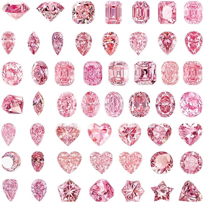 50Pcs Pink Transparent Aesthetic Gem Stickers - Image 2