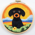 DIY Punch Needle Kits Cute Black Dachshund by Unknown