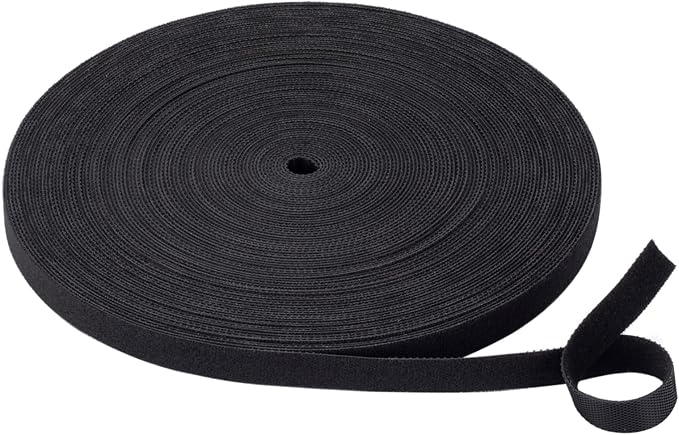 Cable Ties Reusable Straps Cable Wire Management Roll Black Fastening Double Sided Hook and Loop Tape (1/2inch)