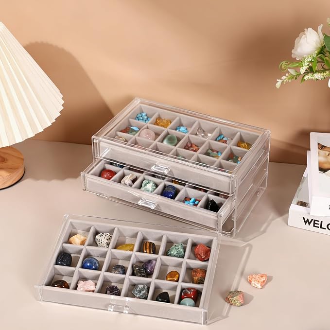 Rock Display Case, 54 Girds Rock Collection Display, Rock Collection Box - Image 2