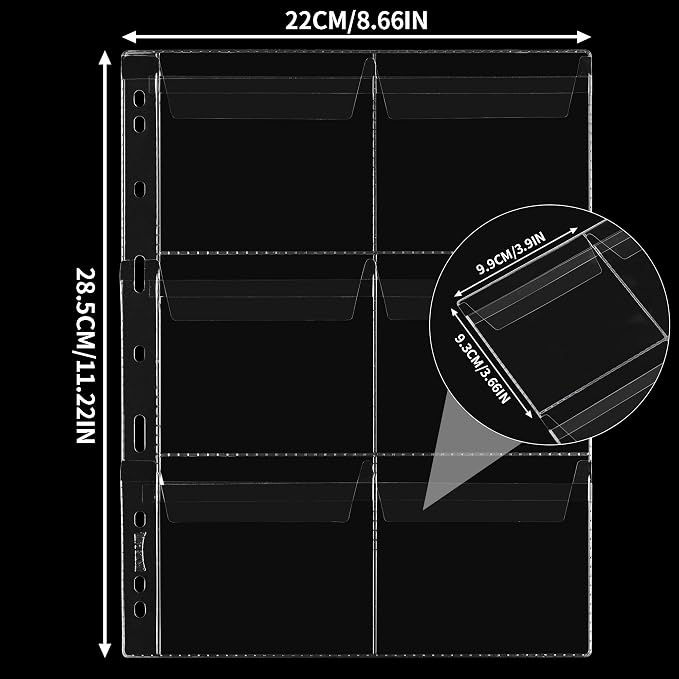 Coin Collecting Pages 5 Sheets 6 Pockets Standard 9Hole Coin Pocket Inserts - Image 2