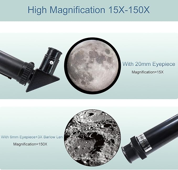 Telescope for Adults & Kids, 70mm Aperture Refractor Portable Travel Telescope - Image 3