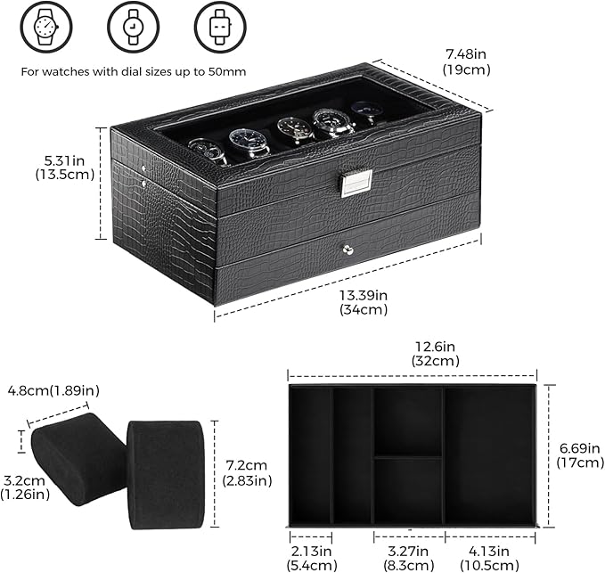 ProCase Watch Box, 12 Slot Mens Watch Case - Image 4