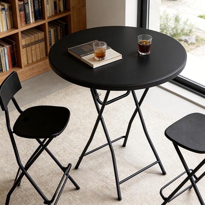 Folding Table, 32 Inch Foldable Cocktail Bar, High Top Round Folding Tables No - Image 6