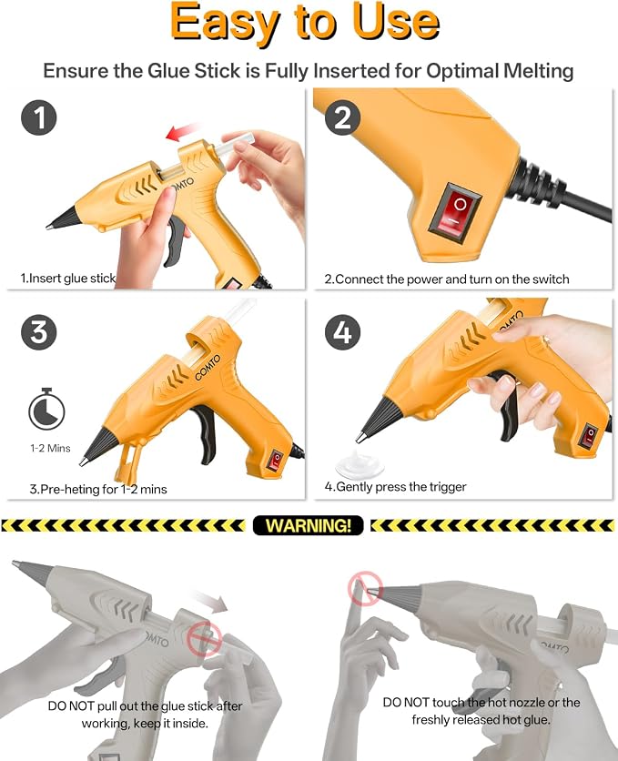 Mini Hot Glue Gun with 30 Glue Sticks, Precision Glue Flow, Extra-Long 55" Cord - Image 7