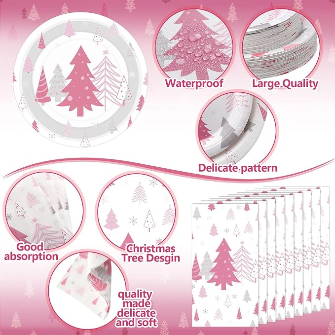 Pickmesh 400 Pcs Pink Winter Party Supplies Silver Xmas Tree Snowflake - Image 3