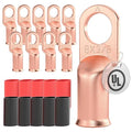 AIRIC 10 PCS UL Listed 8 AWG - 3/8" Battery Cable Lugs, Heat Shrink Ring Terminals End, Copper Cable Ends, Wiring Connector Terminal, Electrical Crimp Connectors, Wire Lug for 8 Gauge Wires