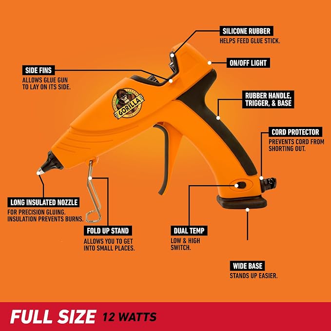 Gorilla Hot Glue Gun, Dual Temp | Precision Nozzle | Easy Squeeze Trigger | 45 - Image 3
