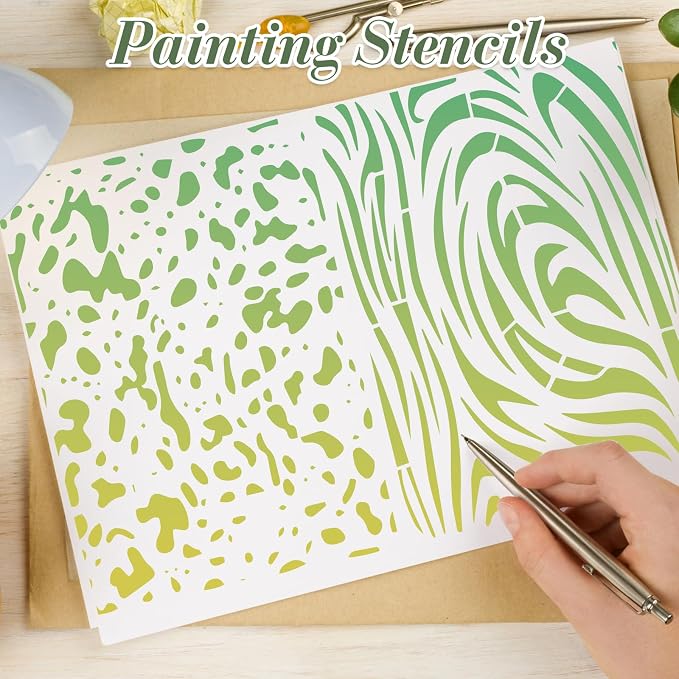 Geometric Texture Stencils for Crafts Reusable 16Pcs Stencils | DIY Art - Image 6