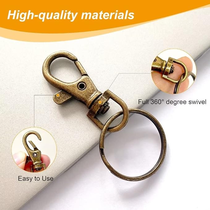 100PCS Swivel Snap Hooks with Key Rings, Premium Metal Swivel Lobster Claw - Image 4