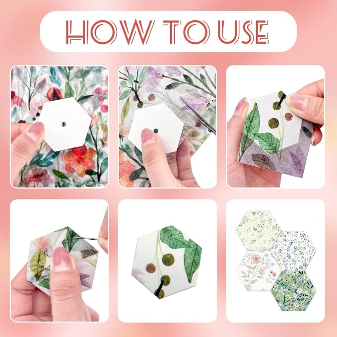1200 PCS 1 Inch White Hexagon Piecing Paper Templates, Quilting Templates - Image 4