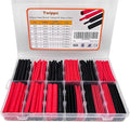 Heat Shrink Tubing Kit 355pcs - 3:1 Adhesive Lined - Electrical Waterproof Industrial Heat Shrink Tape Terminals- Marine Grade Wire Connector Shrink Wrap Tube - 3.15" Length - Black and Red