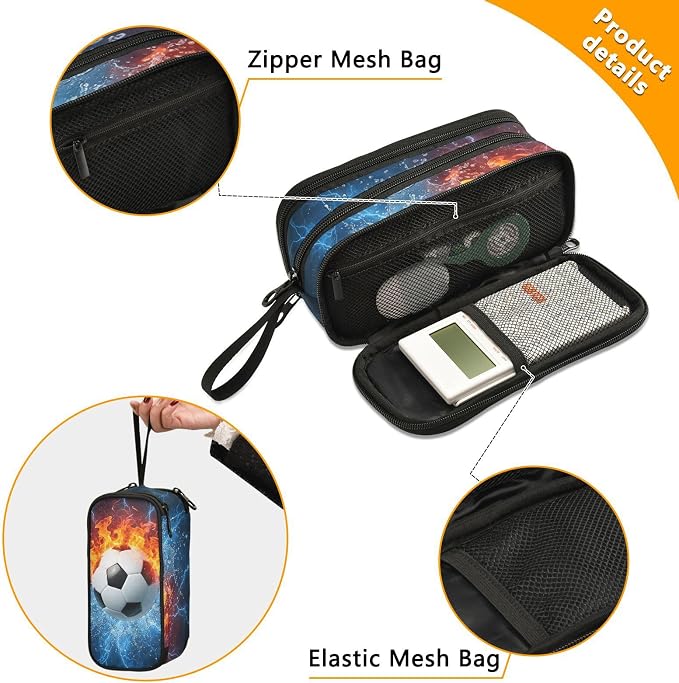 Soccer Football Ball Pencil Case Box Boys Girls Large Pencil Pouch - Image 5