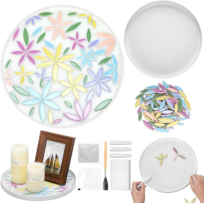 Humyoun DIY Ceramic Large Mosaic Tiles Tray by Humyoun