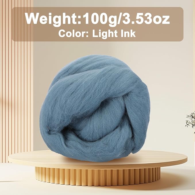 uxcell 3.53oz Wool Roving Yarn, Needle Felting Wool Fiber DIY Craft Needle Wet - Image 2