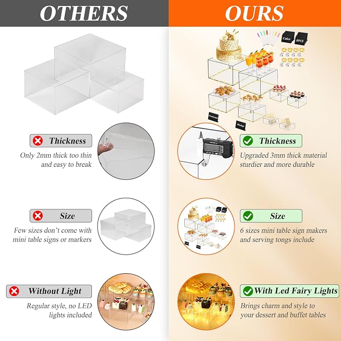 8 Pcs Clear Acrylic Buffet Risers - Image 5