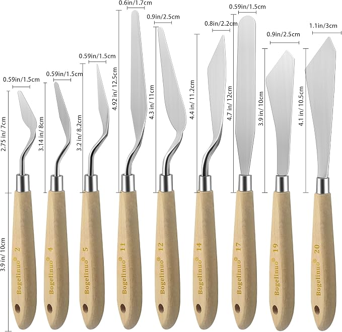 9Pcs Stainless Steel Palette Knife Set - Image 2