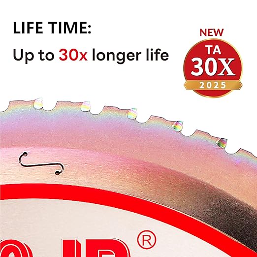 Metal Cutting Circular Saw Blade, Steel and Stainless Steel Cutting, The Cutting Head uses a Special Anti-Heat Sticking Coating with high Finish and Long Life, FMB 12 Inch 60-Tooth 1" TA