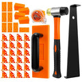 Laminate Wood Flooring Installation Kit, 6 in 1 Vinyl Flooring Tools with Double-Faced Mallet, Tapping Block with Handle, 2 in 1 Flooring Spacers, Heavy Duty Pull Bar, 40 Spacers, Tape Measure